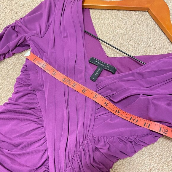 BCBGMaxAzria Evert Ruched V-Neck Dress Purple – XS - Picture 14 of 16